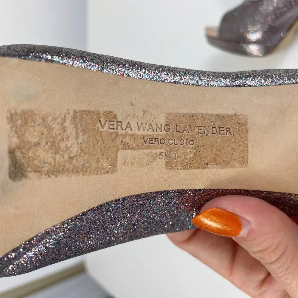 Vera Wang Lavender Womens Selima Glitter Platform Pump 5.5 M Peep Toe Cocktail‎